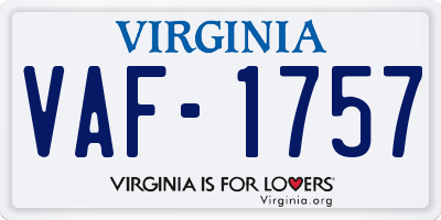 VA license plate VAF1757