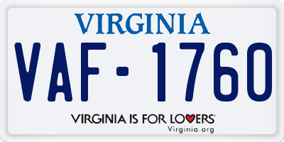 VA license plate VAF1760