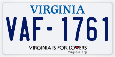 VA license plate VAF1761
