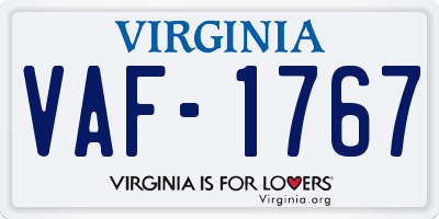 VA license plate VAF1767