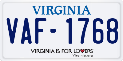 VA license plate VAF1768