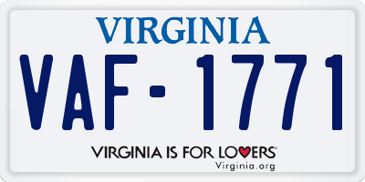 VA license plate VAF1771