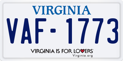 VA license plate VAF1773