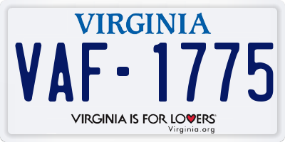 VA license plate VAF1775