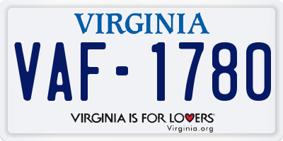 VA license plate VAF1780