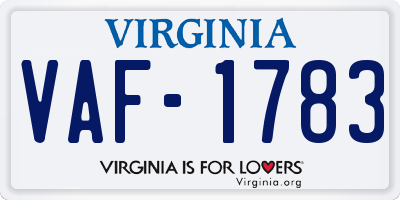 VA license plate VAF1783