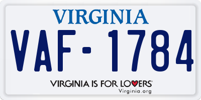 VA license plate VAF1784