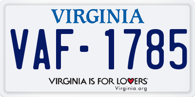 VA license plate VAF1785