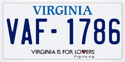 VA license plate VAF1786