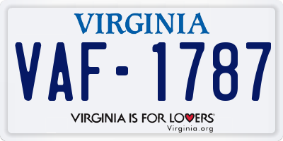 VA license plate VAF1787