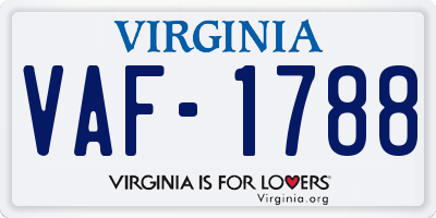 VA license plate VAF1788