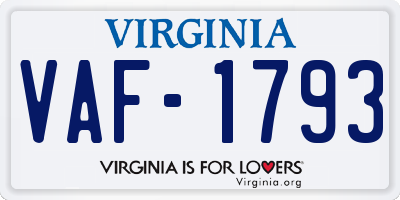 VA license plate VAF1793