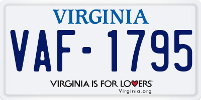 VA license plate VAF1795