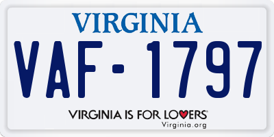VA license plate VAF1797