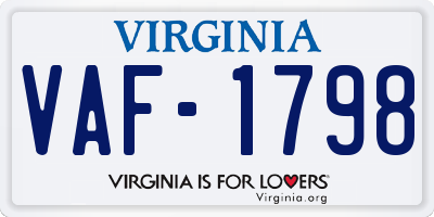 VA license plate VAF1798