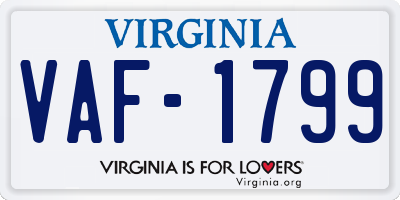 VA license plate VAF1799