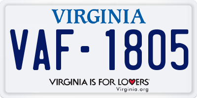 VA license plate VAF1805