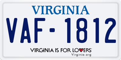 VA license plate VAF1812