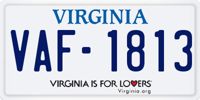 VA license plate VAF1813