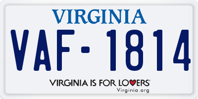 VA license plate VAF1814