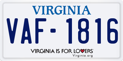 VA license plate VAF1816
