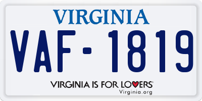 VA license plate VAF1819