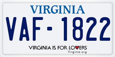 VA license plate VAF1822