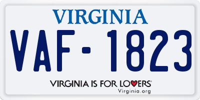 VA license plate VAF1823