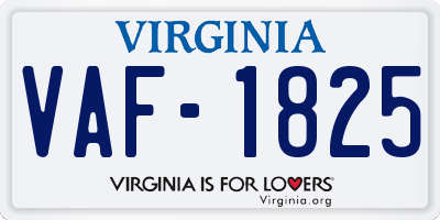 VA license plate VAF1825