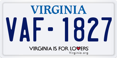 VA license plate VAF1827
