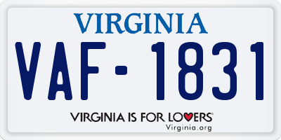 VA license plate VAF1831