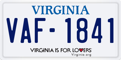 VA license plate VAF1841