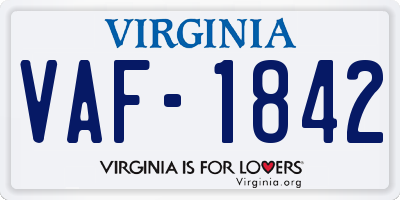 VA license plate VAF1842