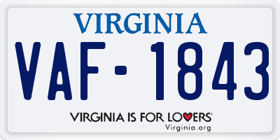 VA license plate VAF1843