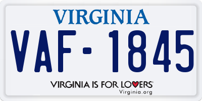 VA license plate VAF1845