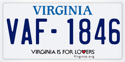 VA license plate VAF1846