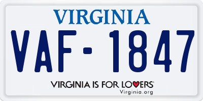 VA license plate VAF1847