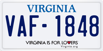 VA license plate VAF1848