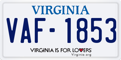 VA license plate VAF1853