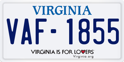 VA license plate VAF1855