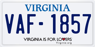 VA license plate VAF1857