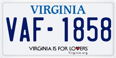 VA license plate VAF1858