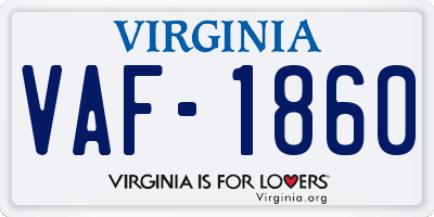 VA license plate VAF1860