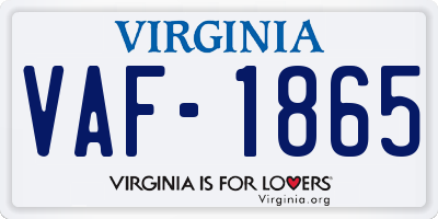 VA license plate VAF1865