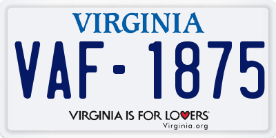 VA license plate VAF1875