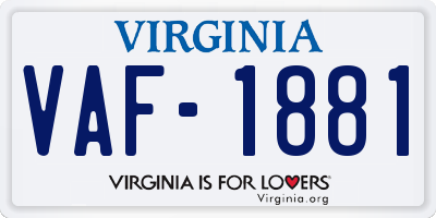 VA license plate VAF1881