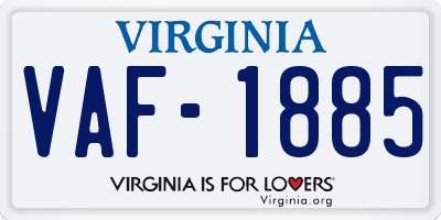 VA license plate VAF1885