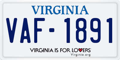 VA license plate VAF1891