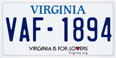 VA license plate VAF1894