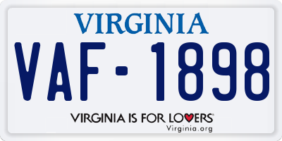 VA license plate VAF1898